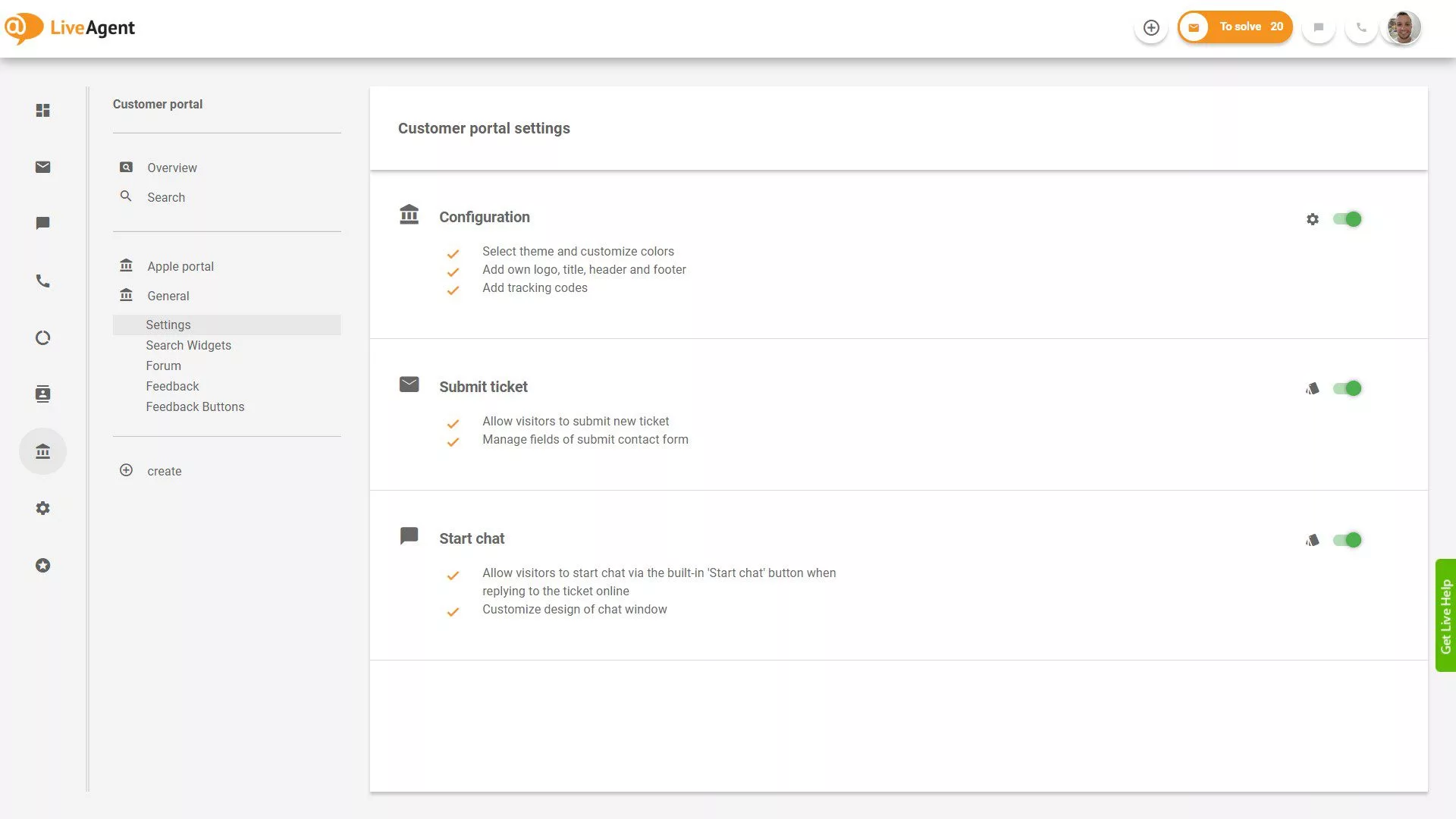 Přehled tiketů LiveAgent v aplikaci