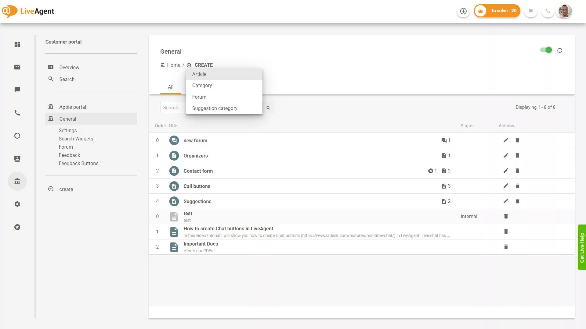 Přehled tiketů LiveAgent v aplikaci