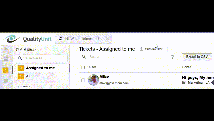LiveAgent - Informace o žadateli lístku v záložkách lístků