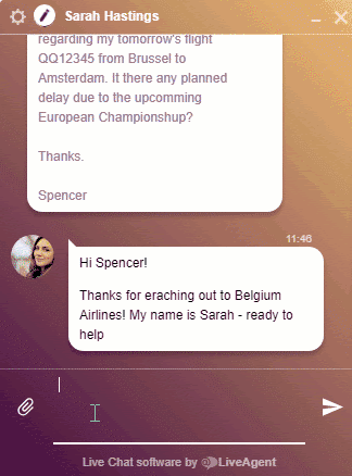 Příklad podpory live chatu