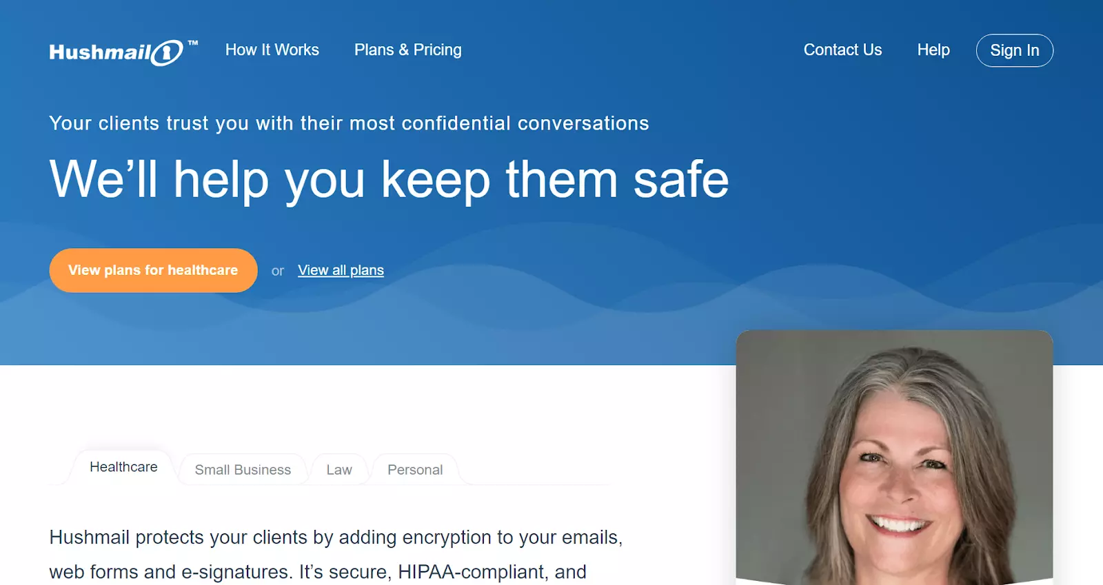 Domovská stránka Hushmail