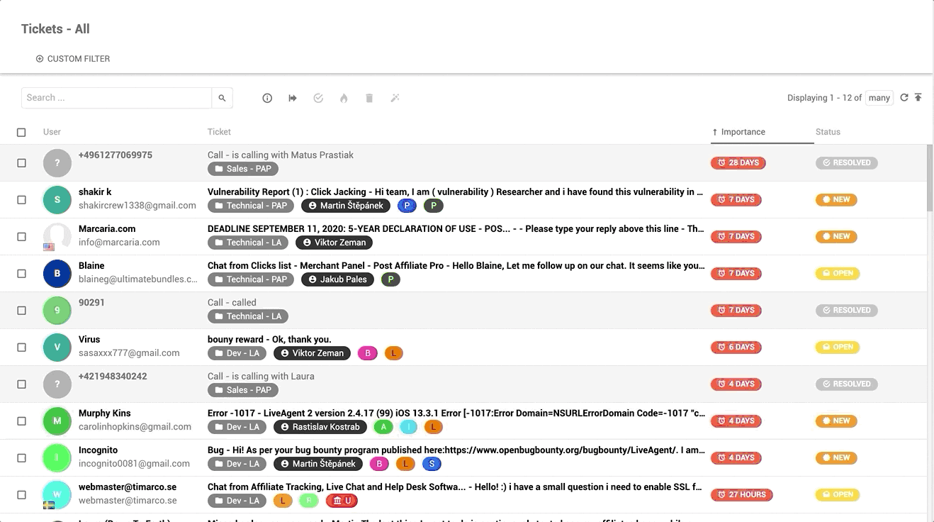 Přehled univerzální doručovny LiveAgent