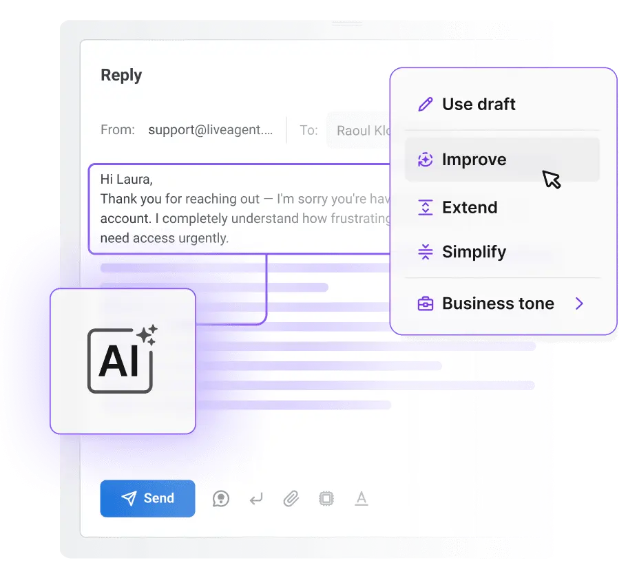 AI Answer Composer navrhující odpověď na helpdesk
