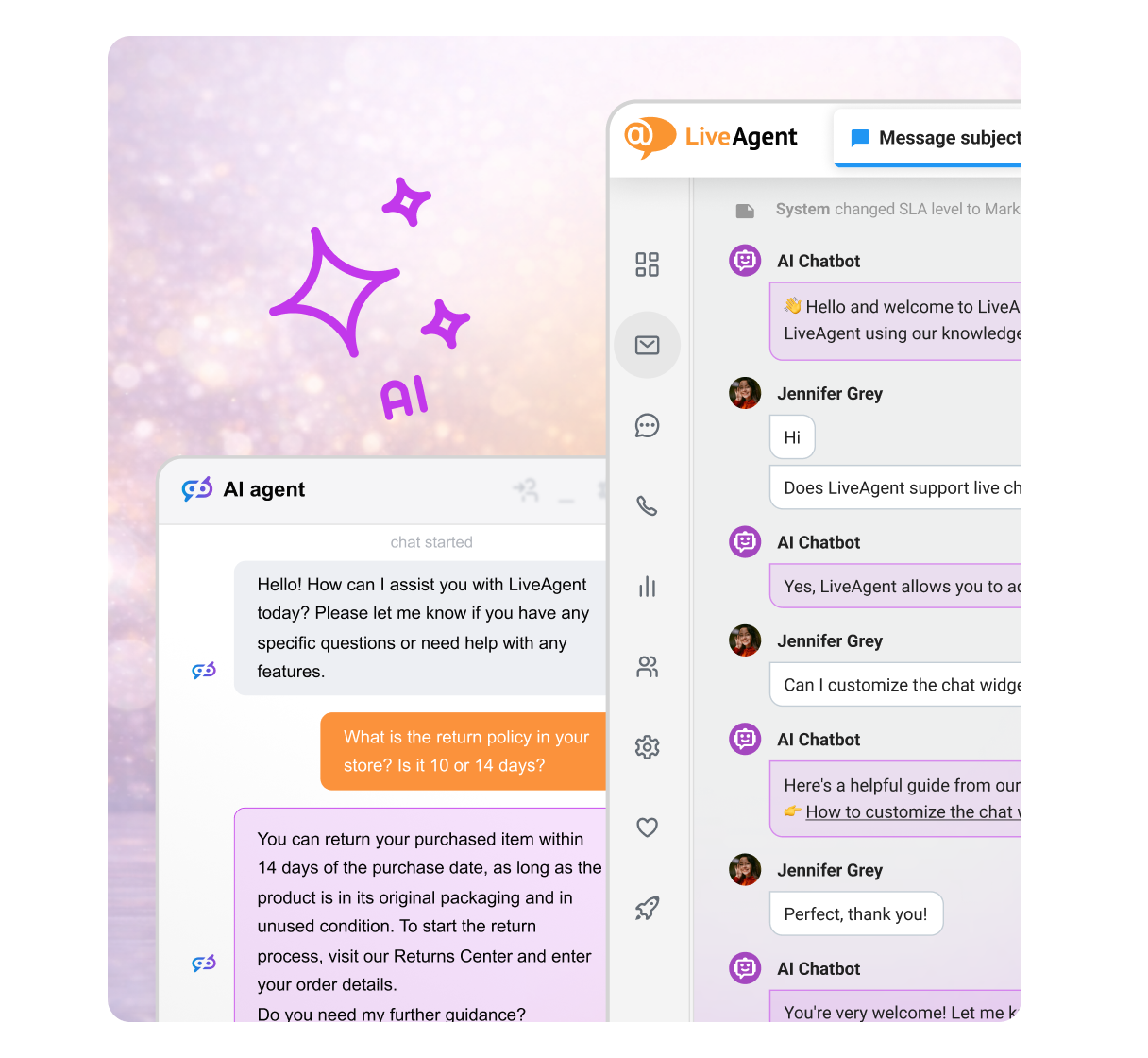 Získejte bezplatné AI kredity rovnající se 100% vašeho měsíčního předplatného LiveAgent.