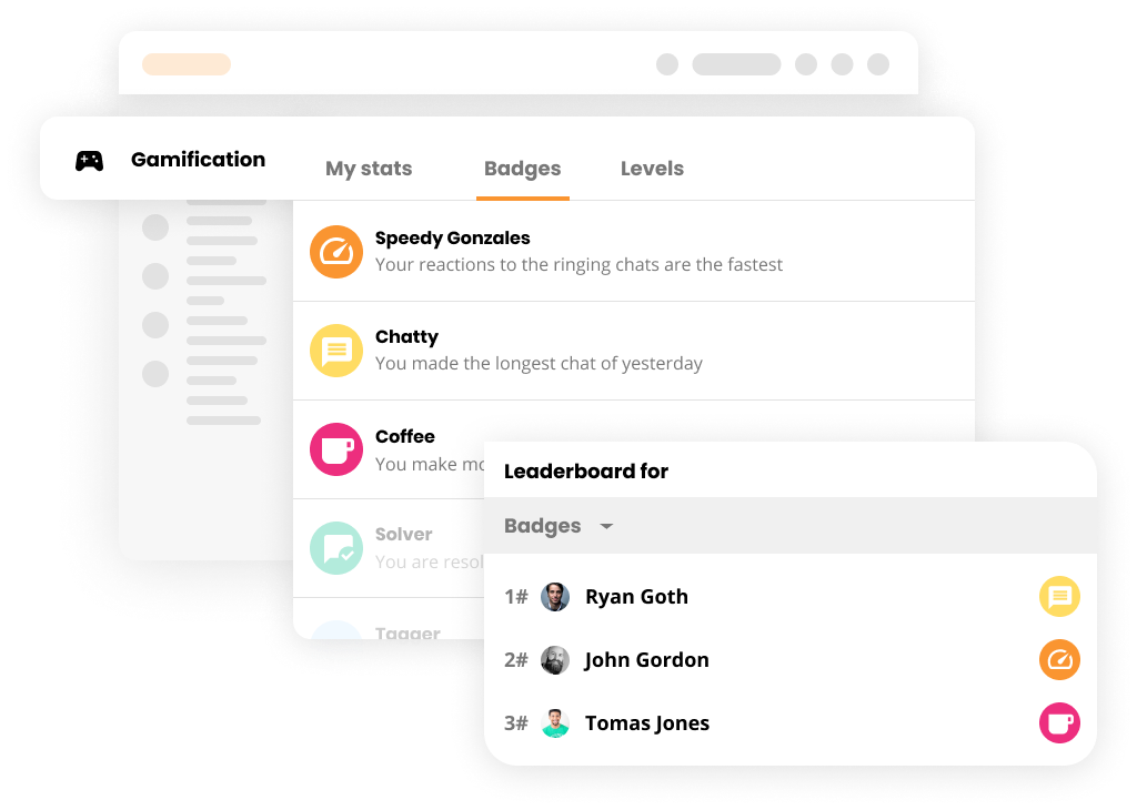 Leaderboard gamifikace pro odznaky v software help desk - LiveAgent