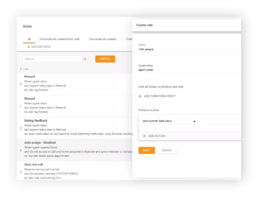 Vytvoření pravidla v LiveAgent