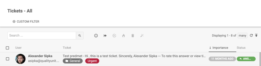 LiveAgent – urgentní značka na tiketu