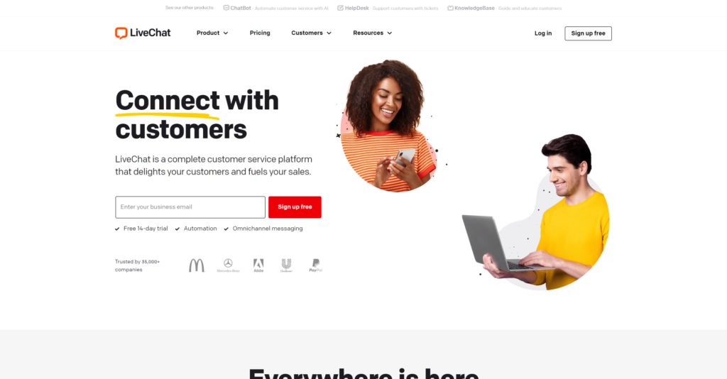 Domovská stránka LiveChat