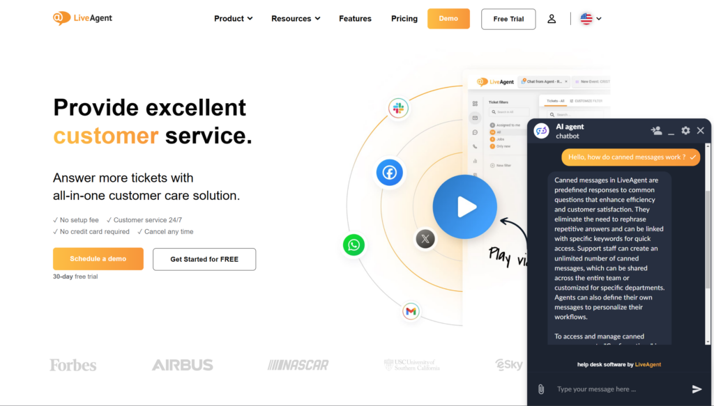 Náhled konverzace chatbota LiveAgent