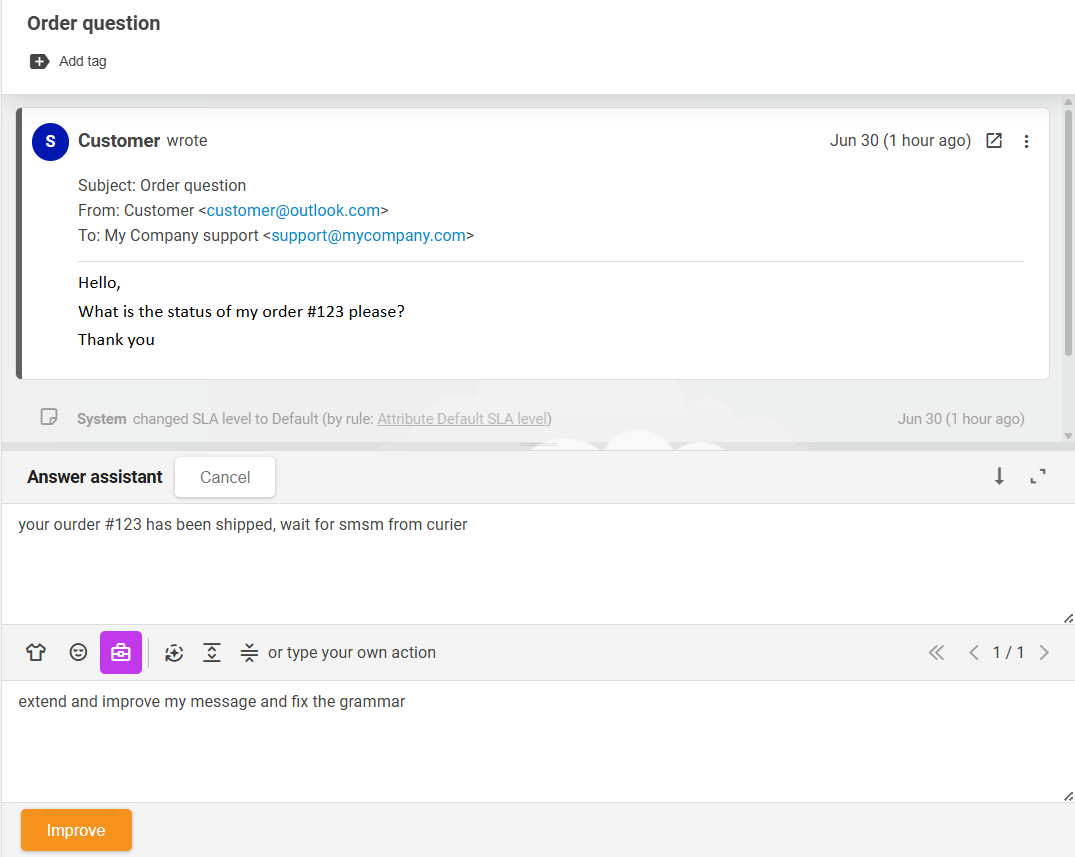 Funkce LiveAgent AI Answer Assistant