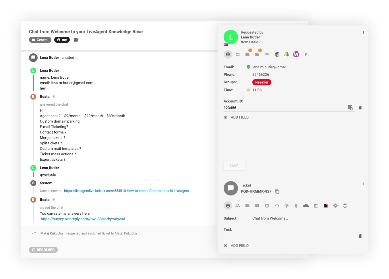 Systém tiketů CRM - LiveAgent
