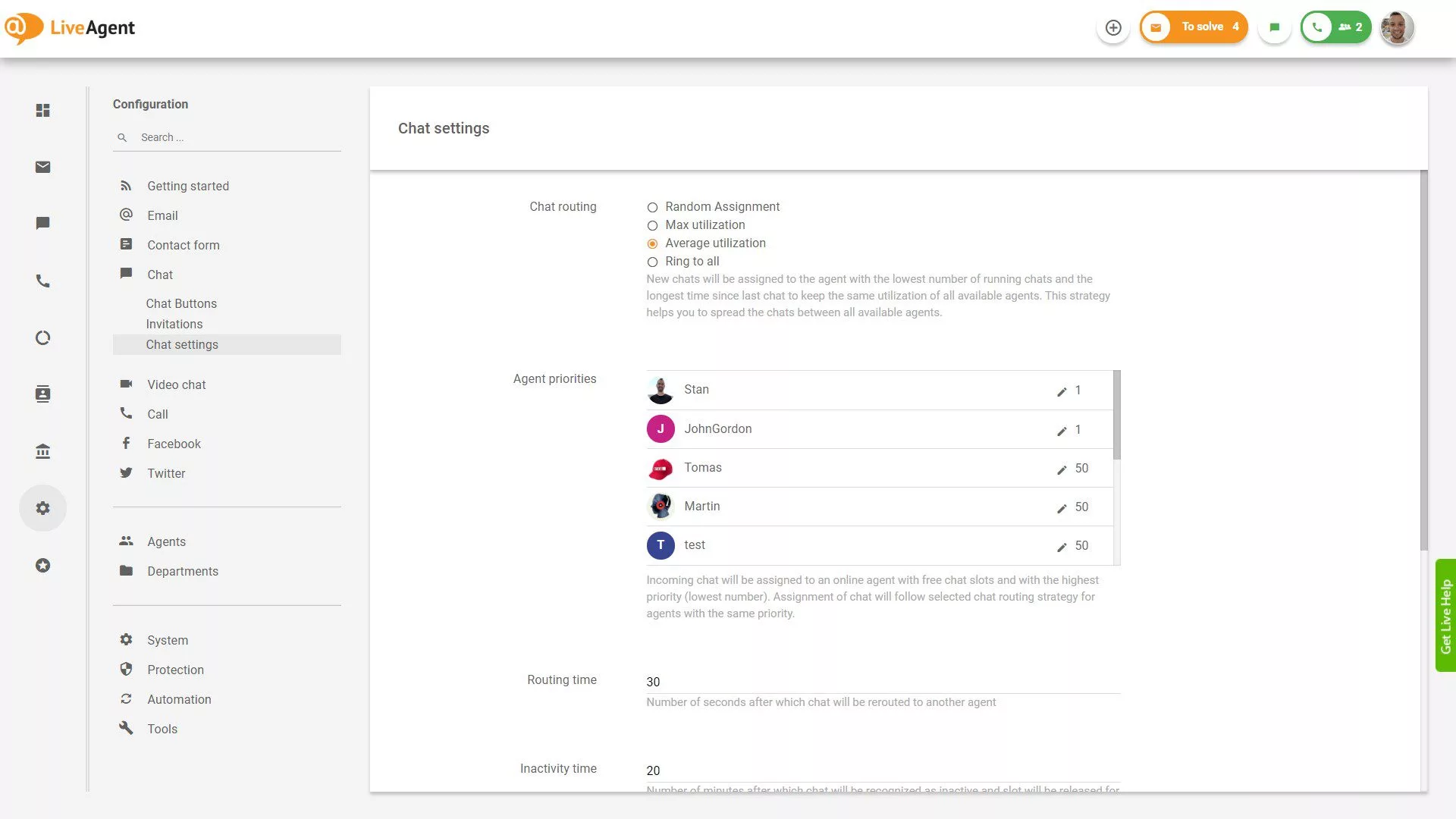 Nastavení chatu LiveAgent