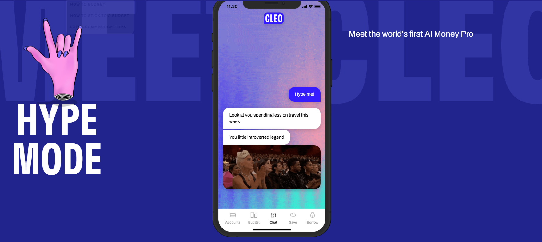 Cleo Financial AI Assistant - přehled chatu
