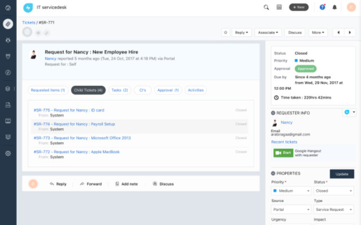 Software systému tiketů Freshservice