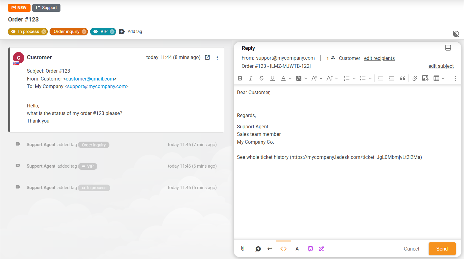 Vylepšené zobrazení rozložení lístků v LiveAgent