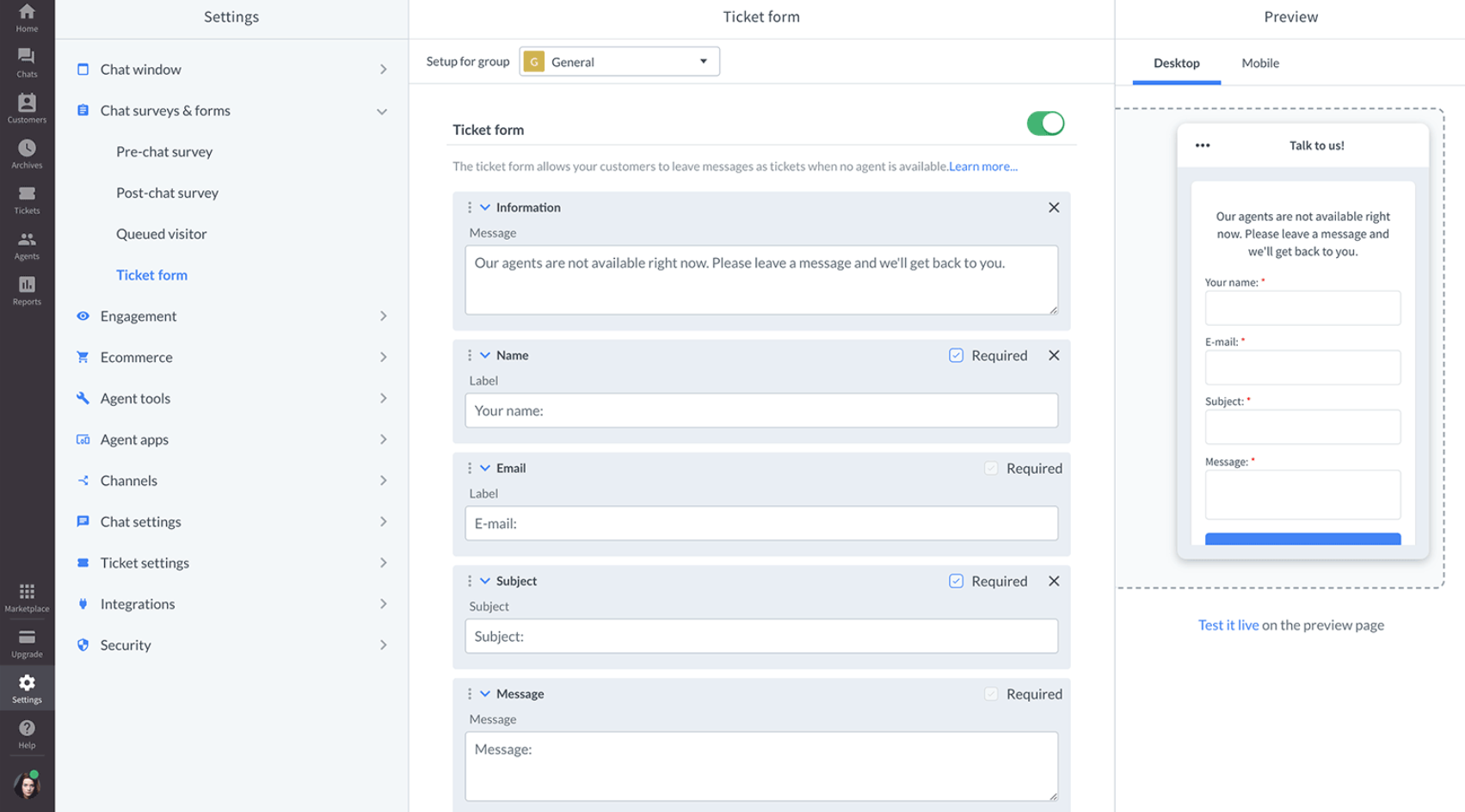 Omnikanálový přehled LiveAgent