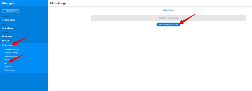 Jak vygenerovat klíč API v účtu Nicereply