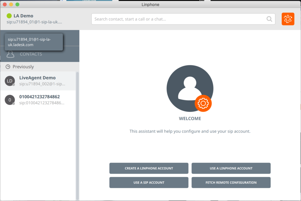 Nastavení účtu softphone Linphone