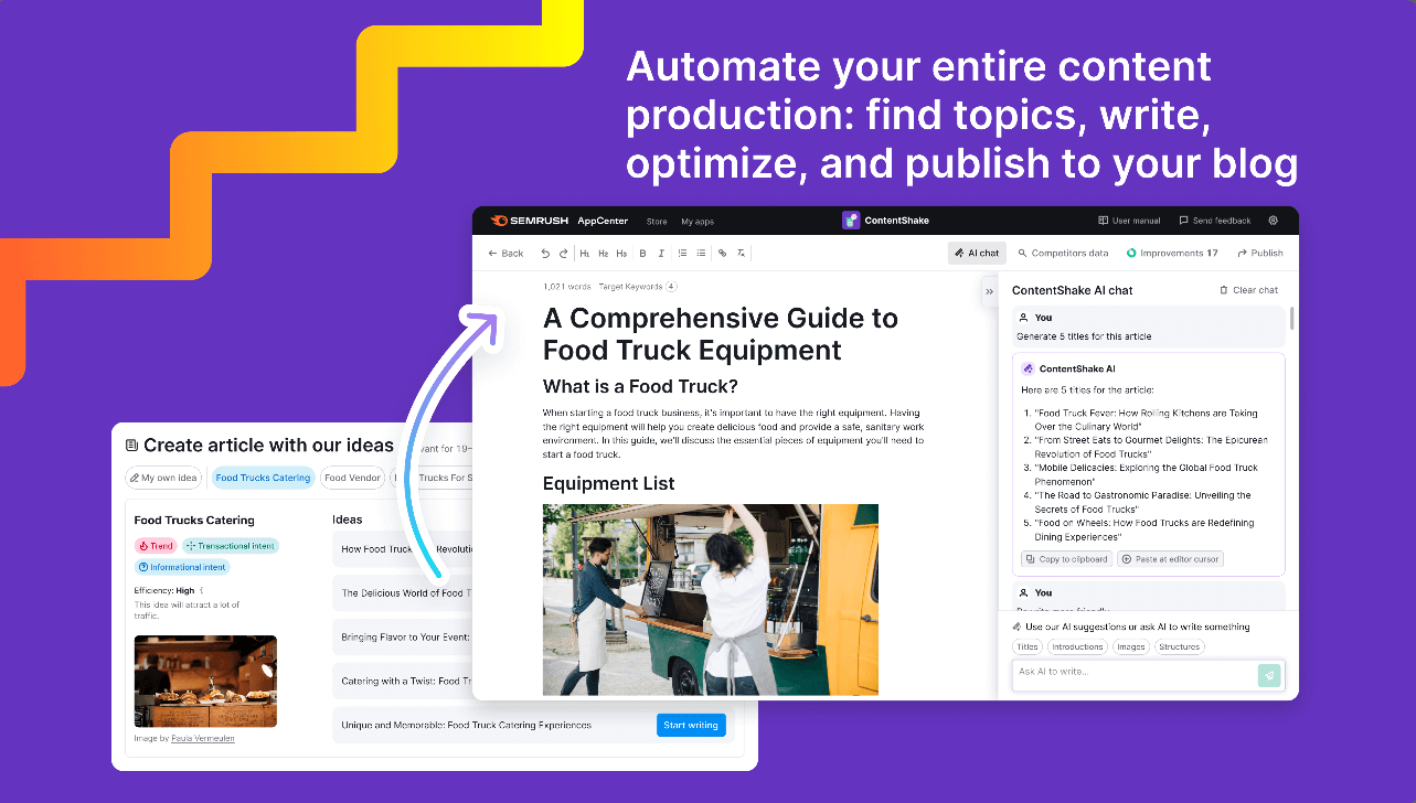 Semrush Content Shake AI chat okno