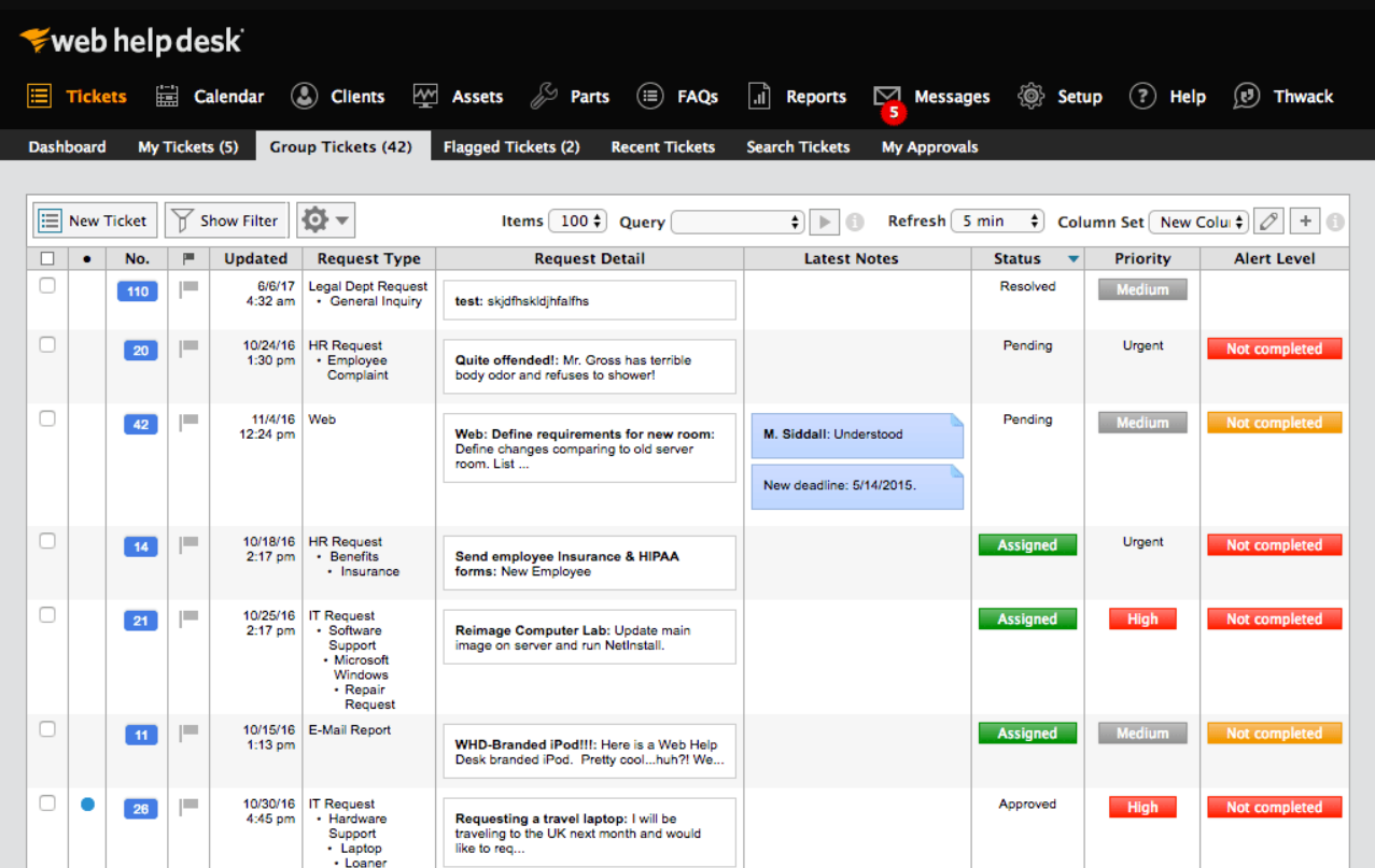 Tiketů SolarWinds Service Desk