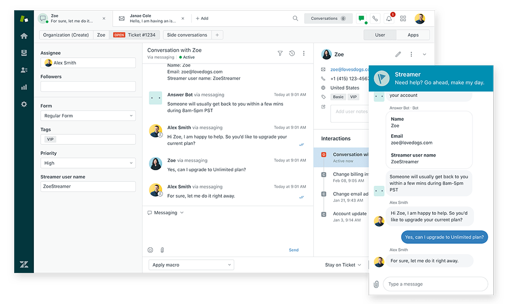 Zákaznická podpora a konverzace Zendesku
