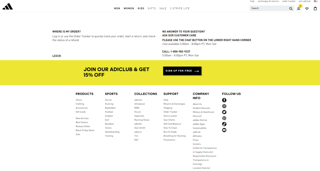 Zákaznická podpora Adidas