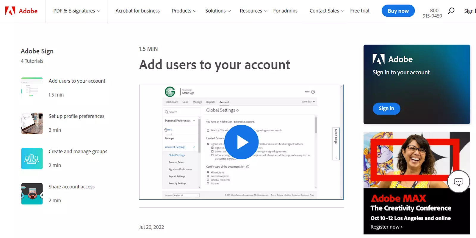 Příklad video znalostní báze Adobe
