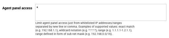 Whitelisting panelu agenta v LiveAgent