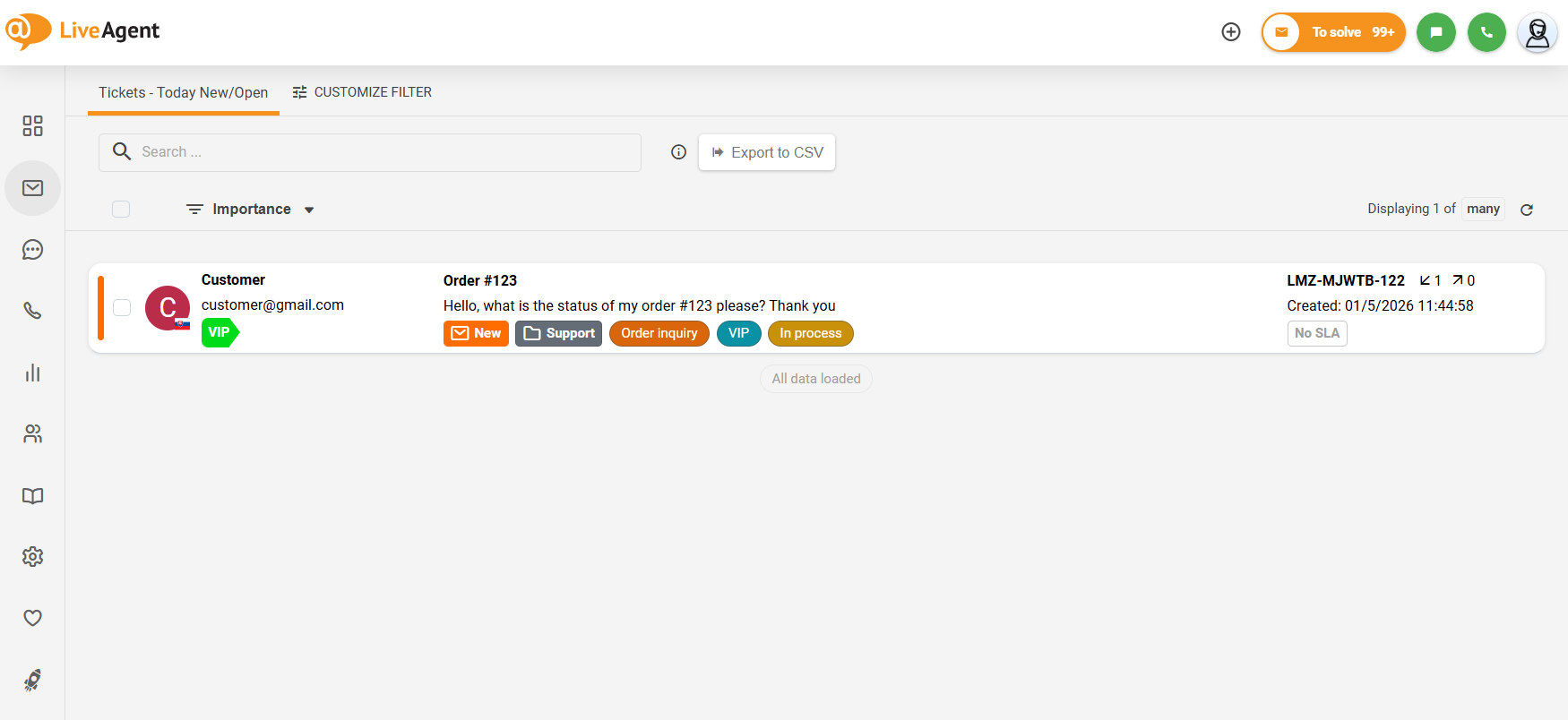 Možnost sbalit levou postranní podnabídku