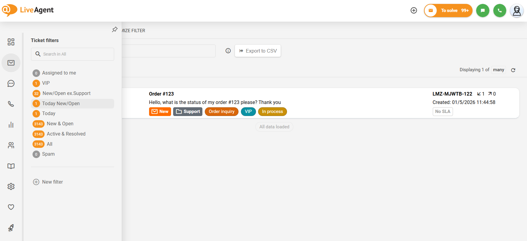 Možnost sbalit levou postranní podnabídku
