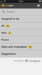 Rozhraní aplikace LiveAgent iOS - Správa lístků