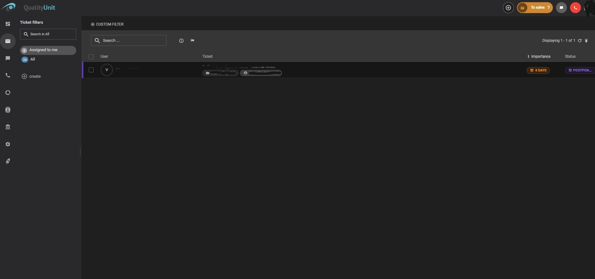 Rozhraní motivu Dark blue v LiveAgent