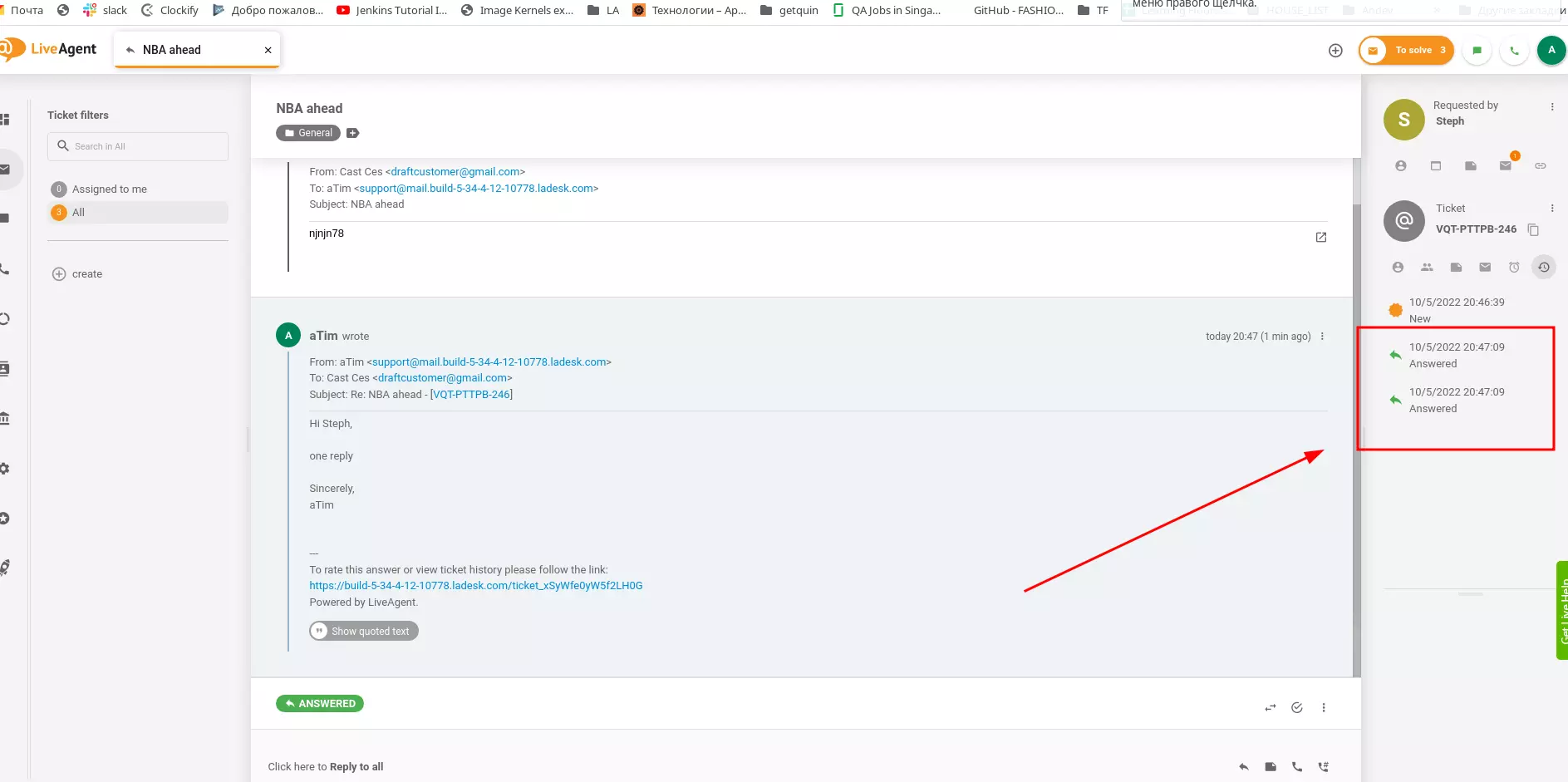 LiveAgent - Opravena chyba duplicitního záznamu ve stavu lístku v kartě historie