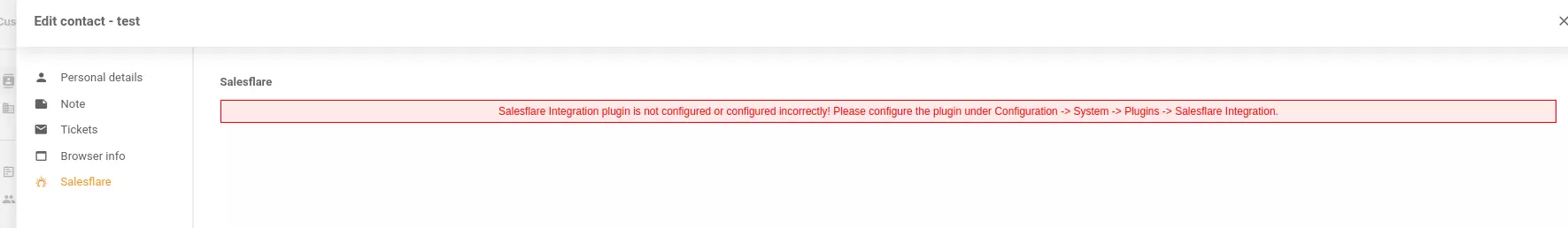 Nesprávné zprávy v konfiguraci integrací