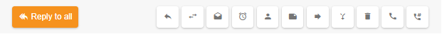 Tlačítko Odpovědět všem s dalšími ikonami akcí e-mailu pro přeposílání, mazání a další funkce v software LiveAgent