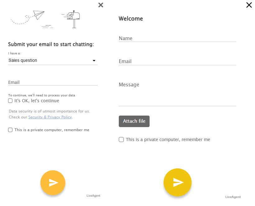 Okna průzkumu před chatem zobrazující, jaký typ informací lze požadovat.