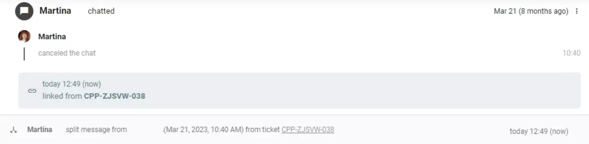 Rozdělení komunikace se zákazníkem na dva samostatné tikety v LiveAgentu