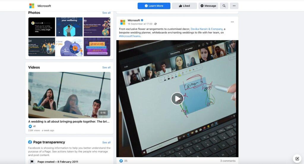 Microsoft používající video marketing na Facebooku k zapojení audience