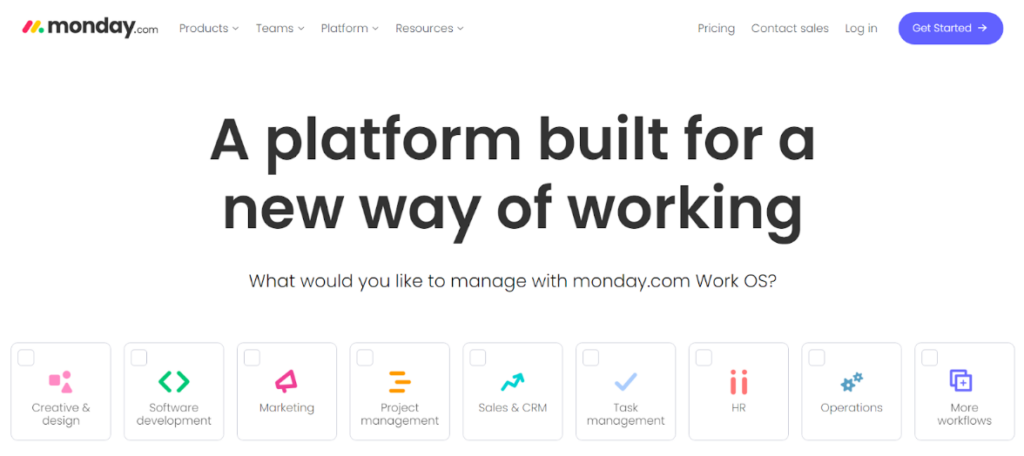 Domovská stránka Monday.com
