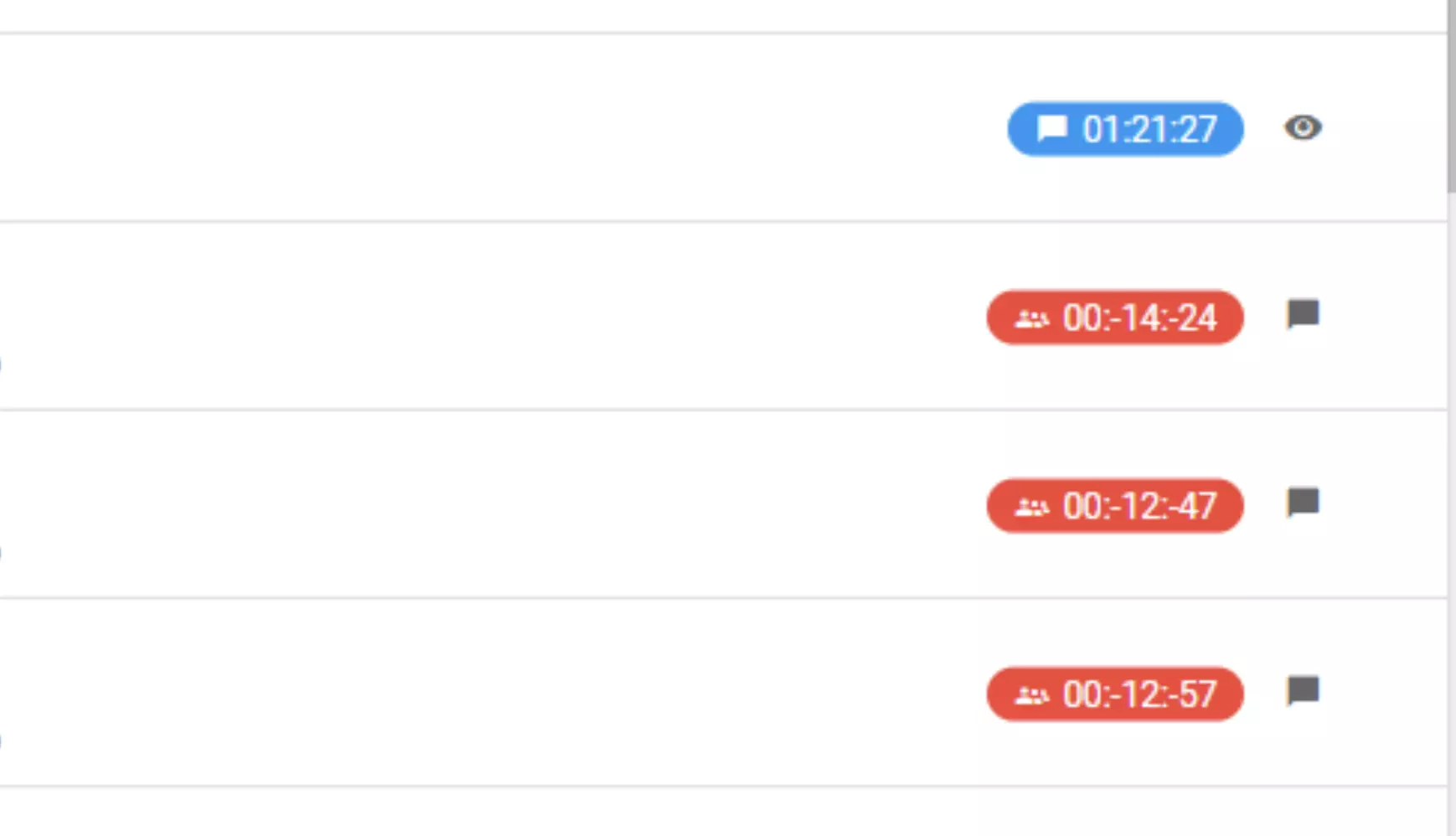Obrázek ukazující chybu se zápornými hodnotami času během chatovacích relací v předchozích verzích LiveAgent