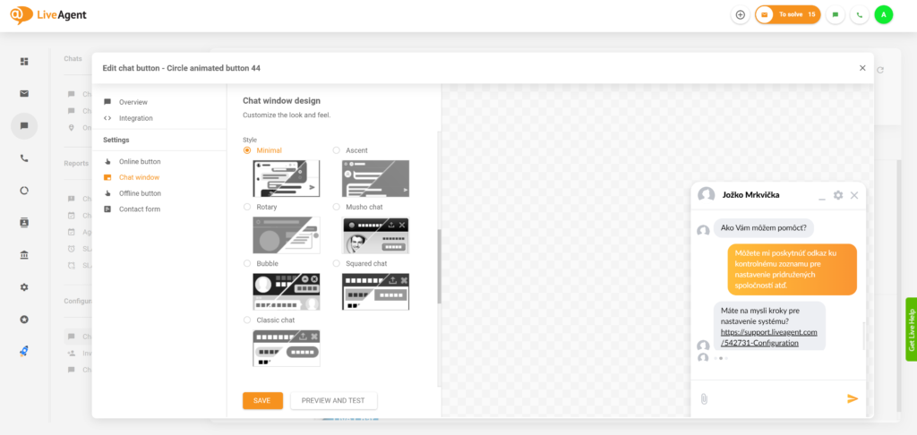 Nový design okna živého chatu LiveAgent