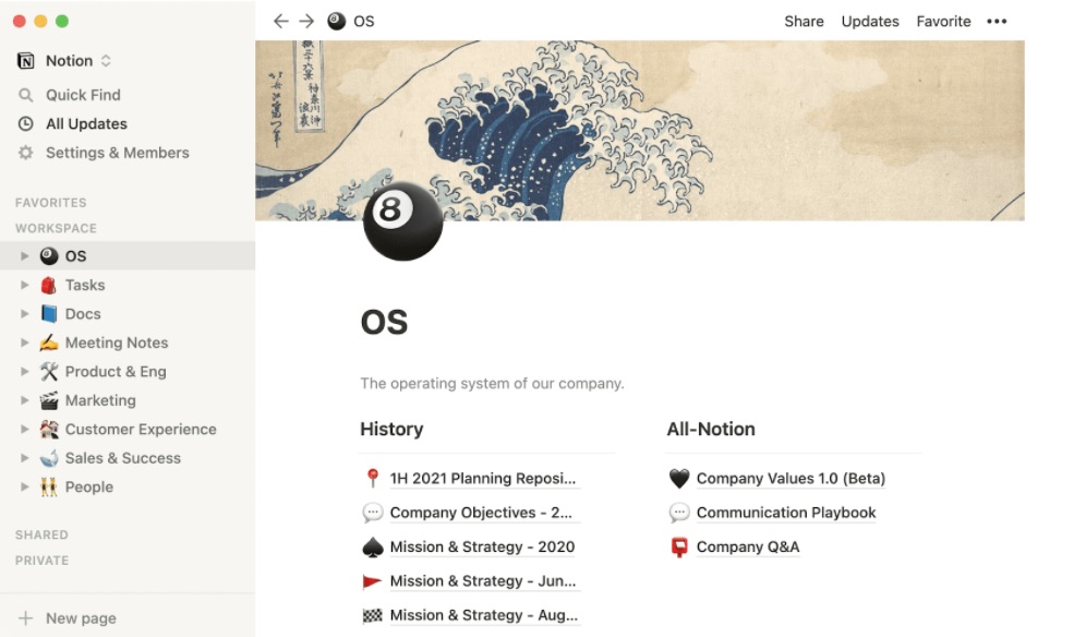 Notion dokumentace – příklad