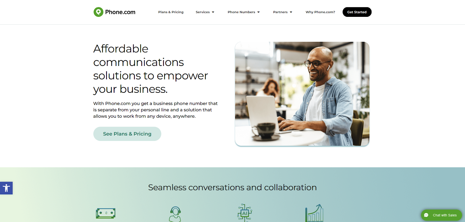 Domovská stránka software call centra Phone.com