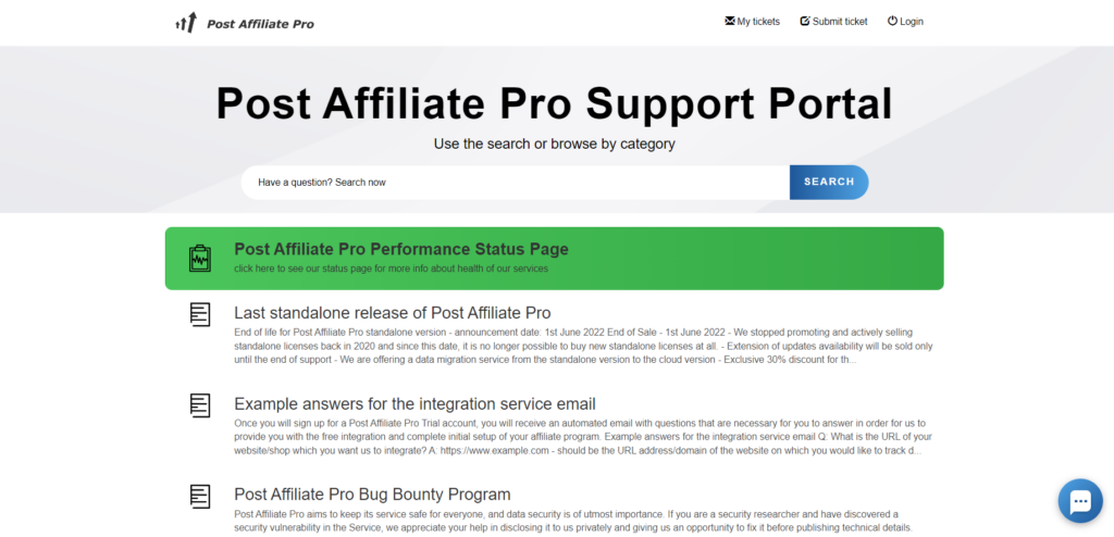 Portál podpory Post Affiliate Pro