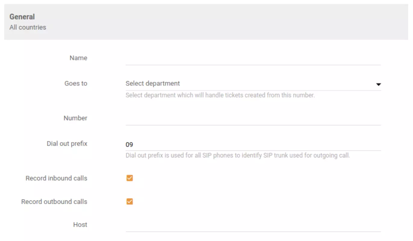 Možnosti nahrávání příchozích, odchozích nebo kombinovaných hovorů v LiveAgent