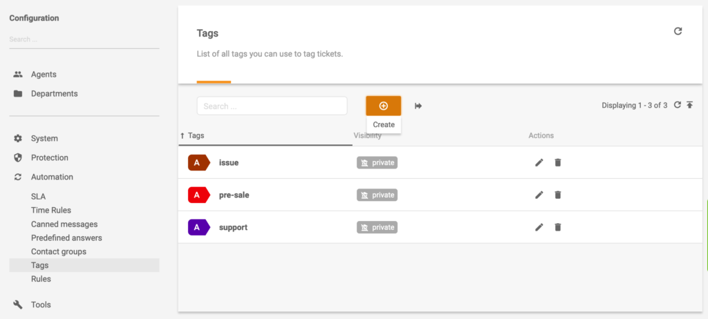Improved tag sorting feature in LiveAgent