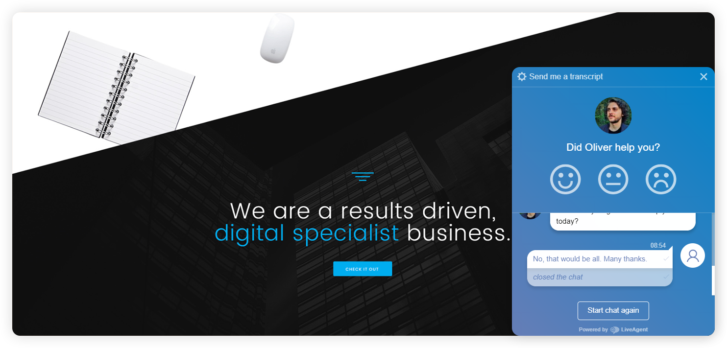 Příklad okna hodnocení podnikového agenta