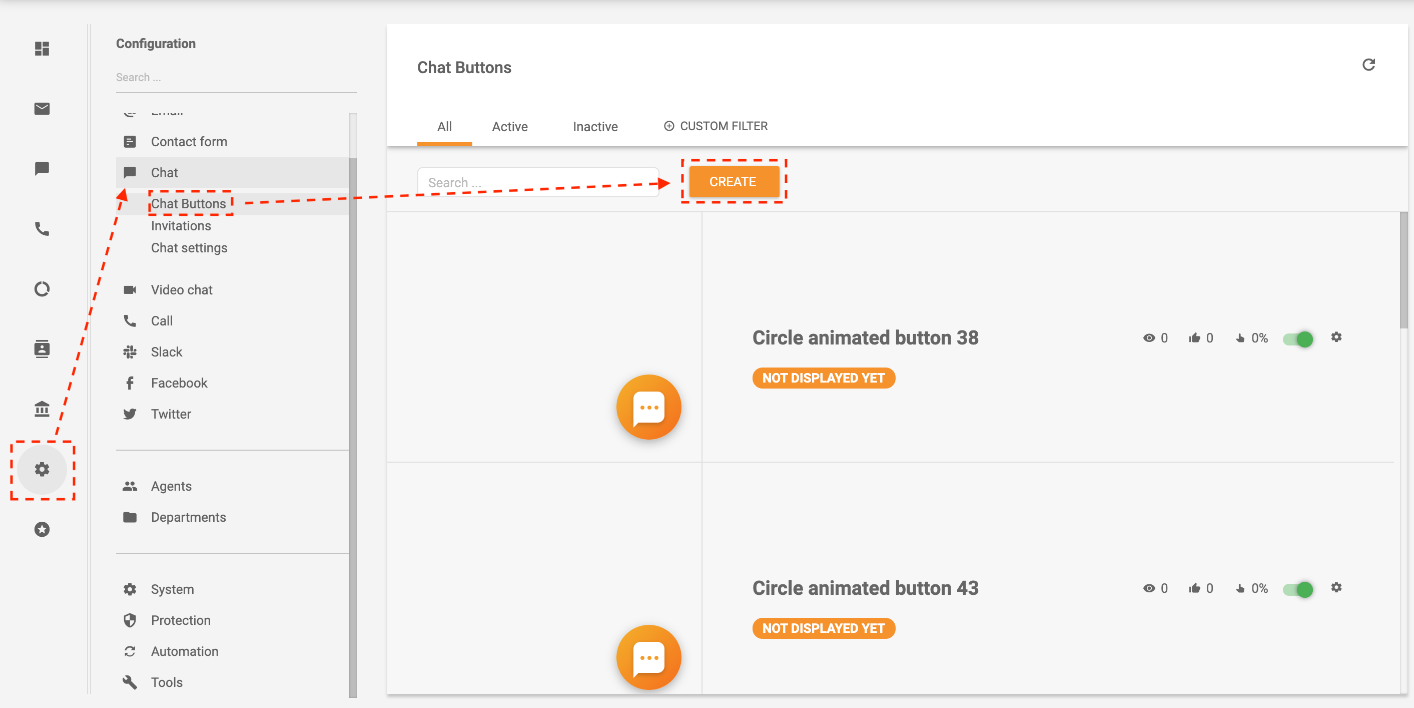 Příklad vytvoření tlačítka chatu