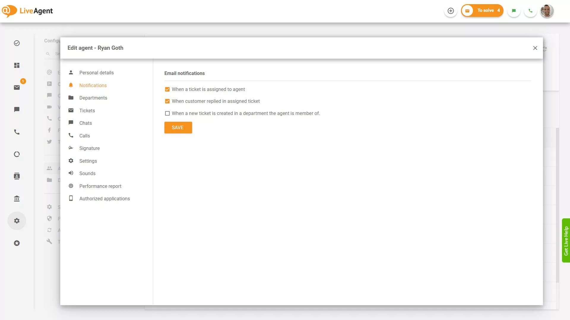 Nastavení e-mailových oznámení LiveAgent