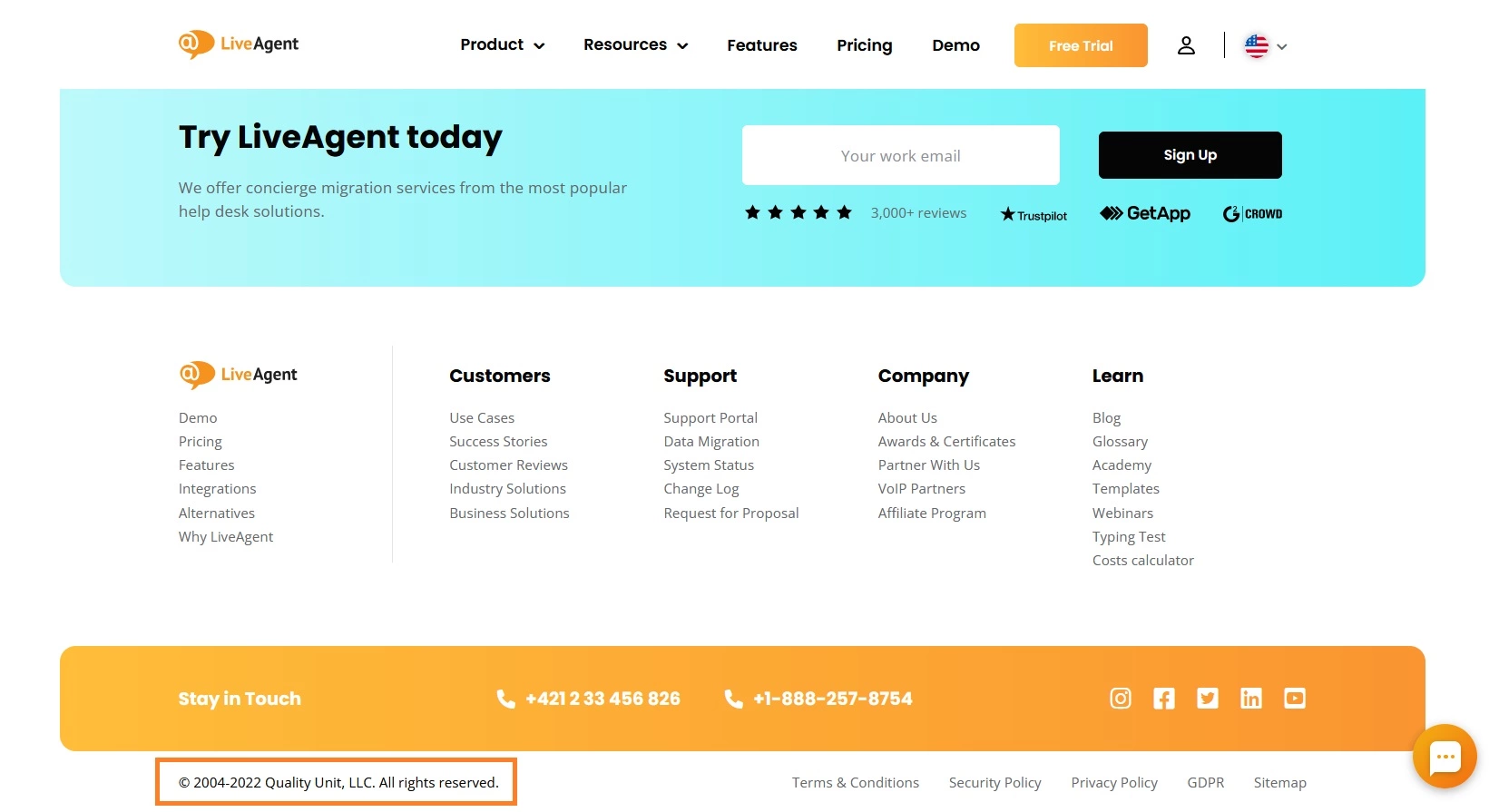 Autorská práva webu LiveAgent